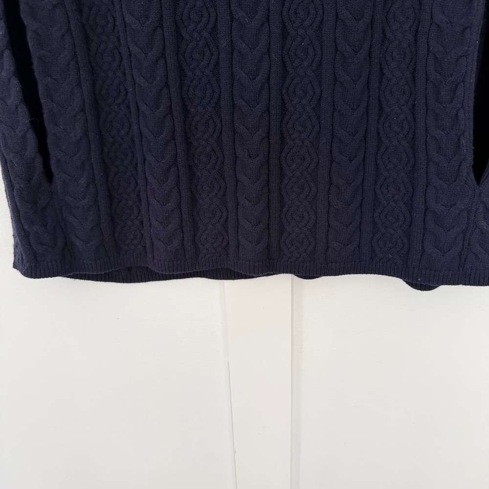 Talbots Blue Cable Knit Poncho‎ Cape Shawl Sleeve Sweater Cotton Small - Picture 5 of 9